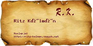 Ritz Kálmán névjegykártya