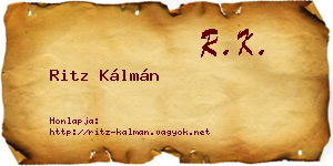 Ritz Kálmán névjegykártya